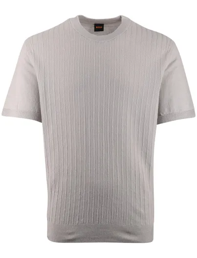 Hugo Boss BOSS Orange t-shirt grijs structuur korte mouw