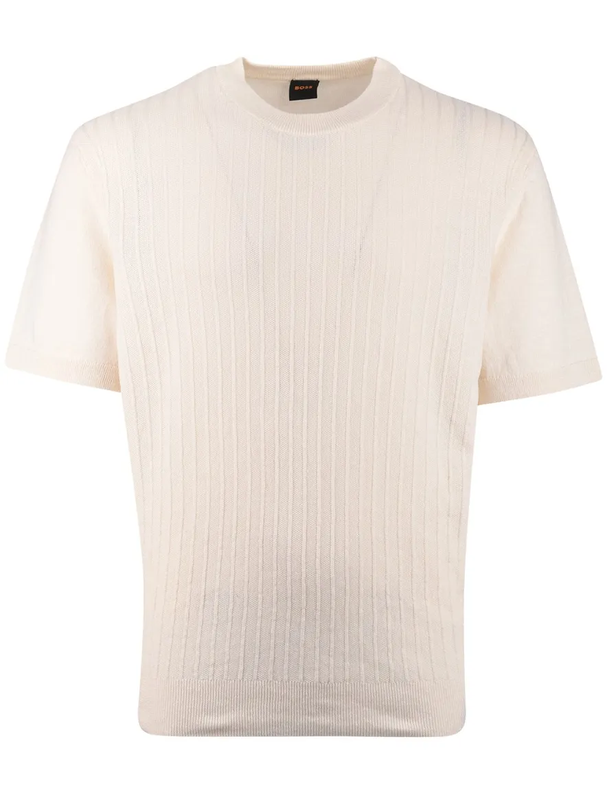 BOSS Orange t-shirt crème korte mouw Kajordino