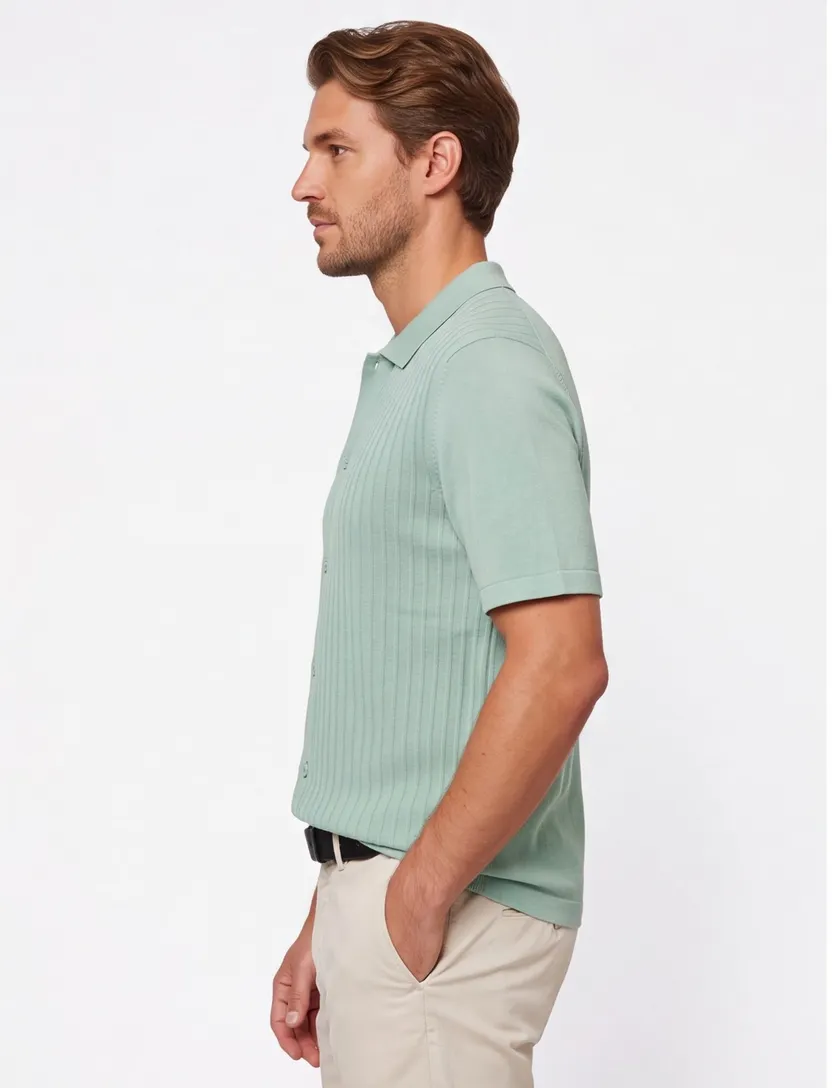 BOSS Orange poloshirt groen wijde fit linnen