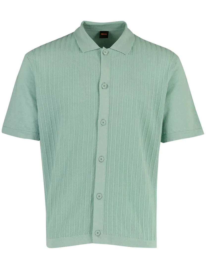 BOSS Orange poloshirt groen wijde fit linnen