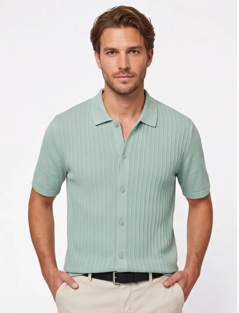 BOSS Orange poloshirt groen wijde fit linnen
