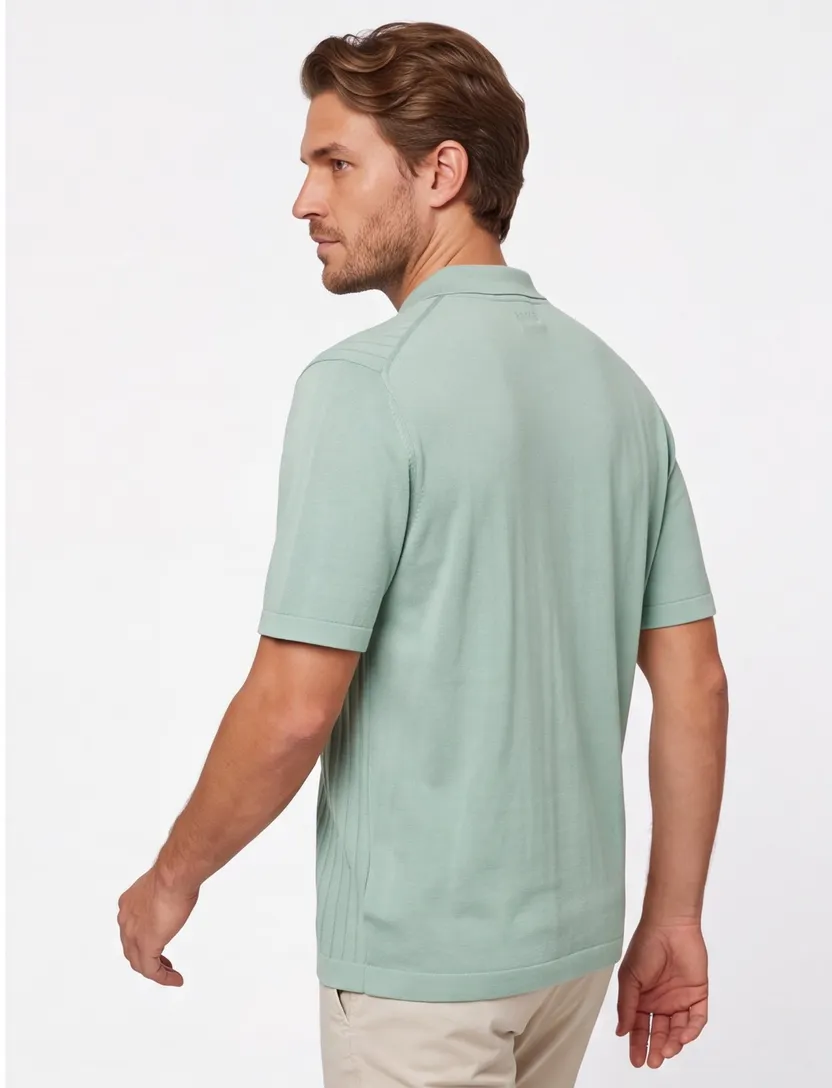 BOSS Orange poloshirt groen wijde fit linnen