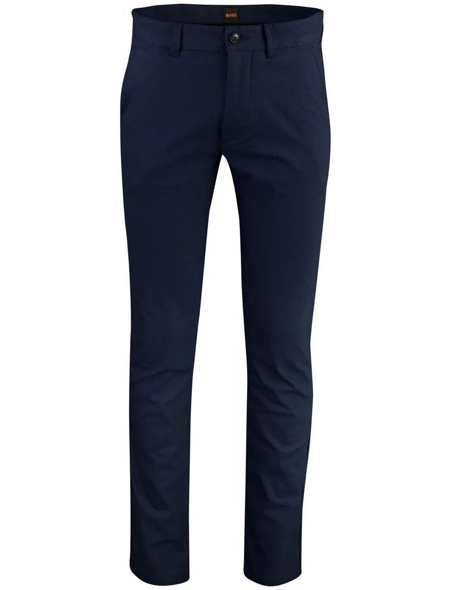 Donkerblauwe chino BOSS Orange slim fit katoen en linnen