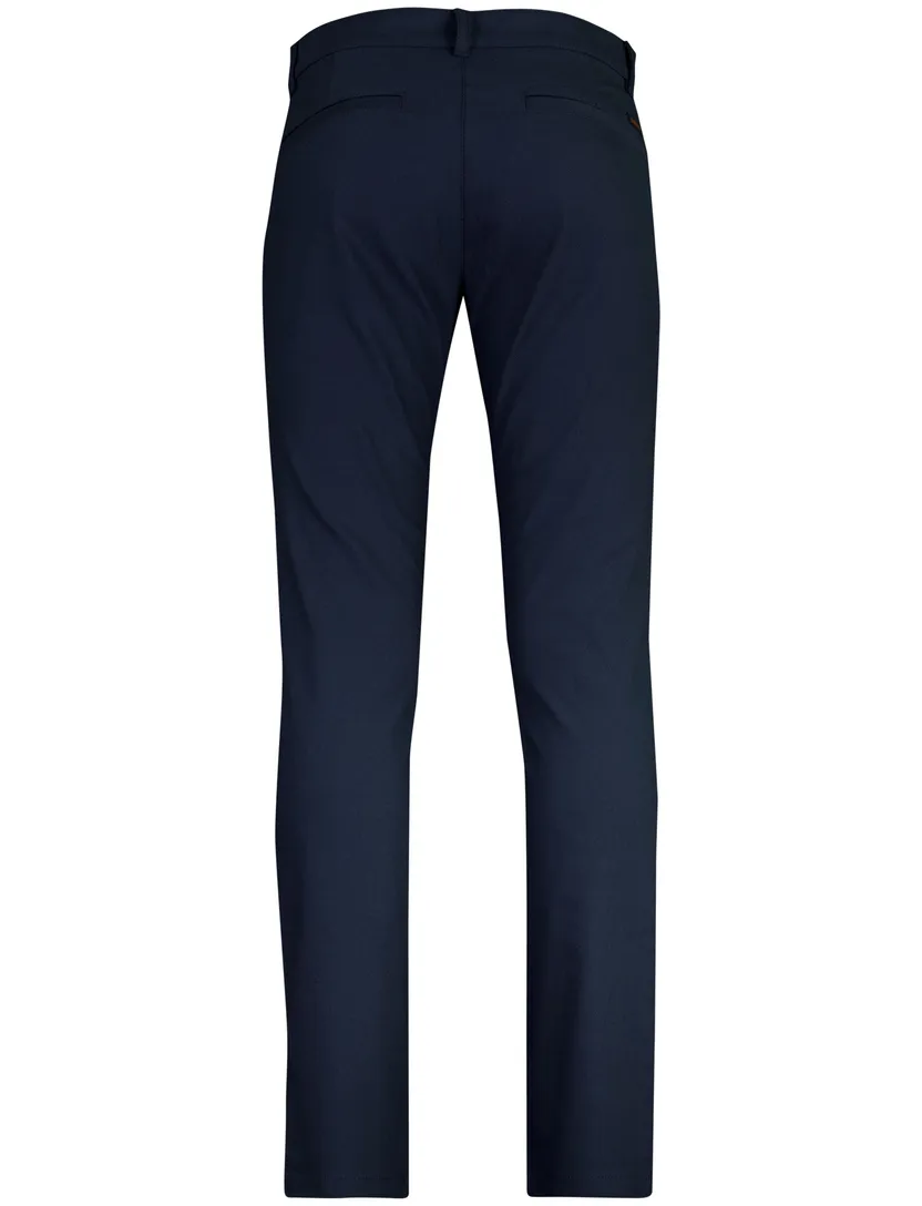 BOSS Orange chino slim fit donkerblauw linnenblend