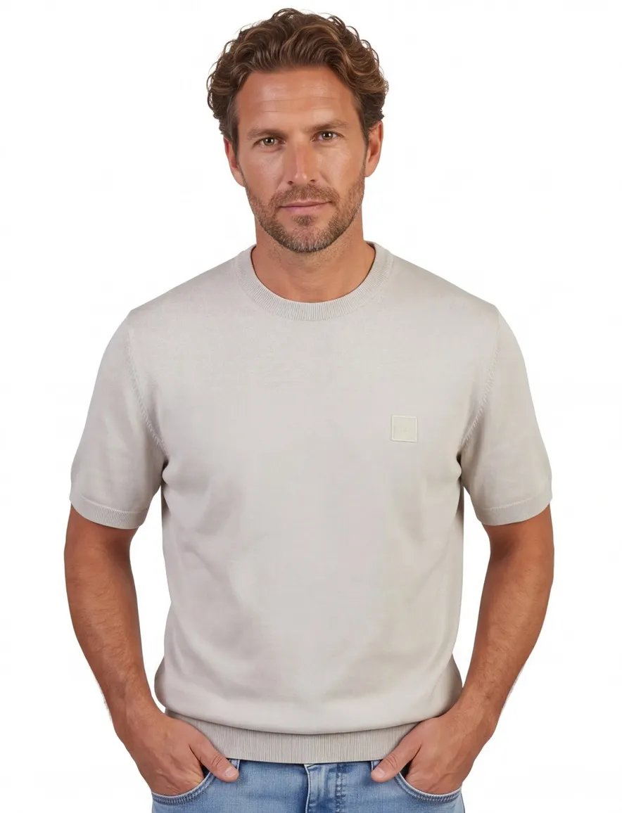beige t-shirt Boss Orange Kanacho ronde hals