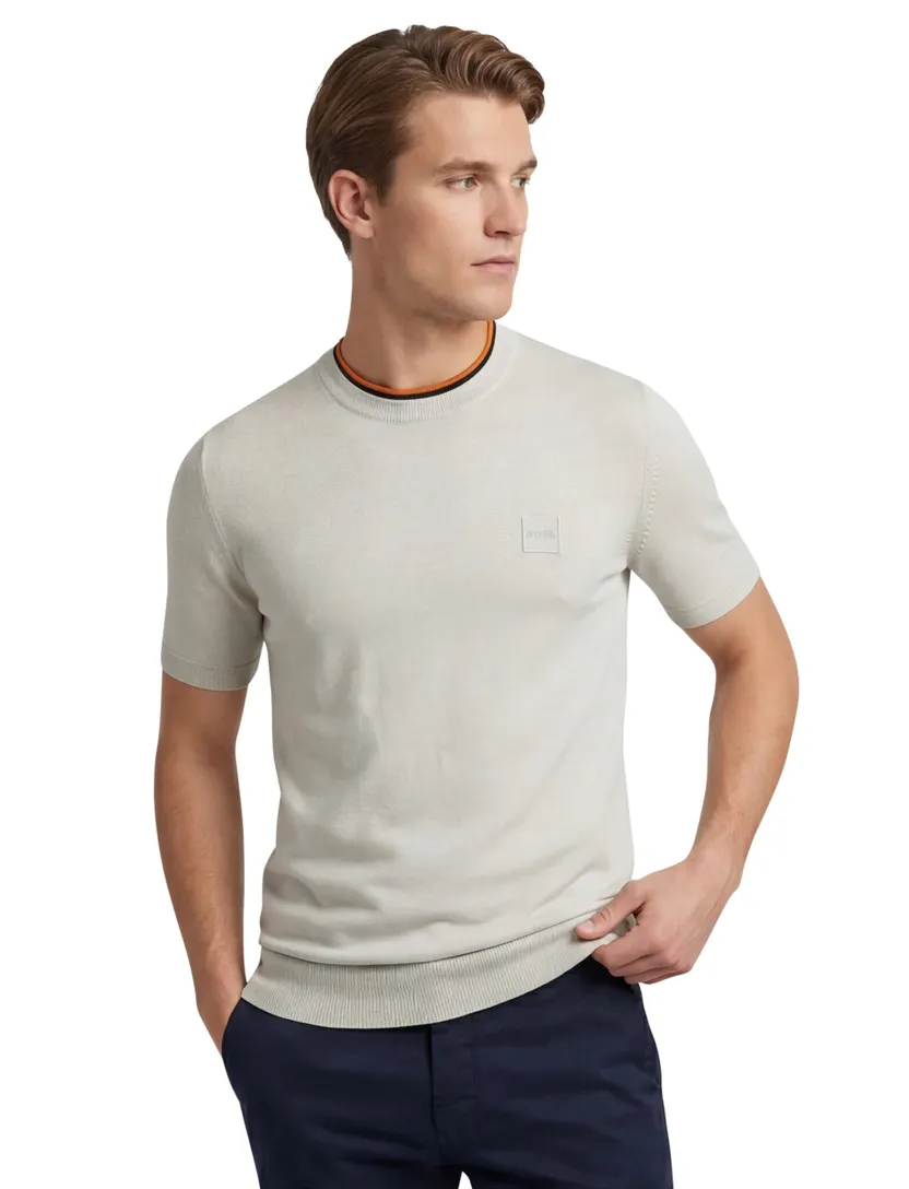 t-shirt Boss Orange Kanacho ronde hals normale fit beige