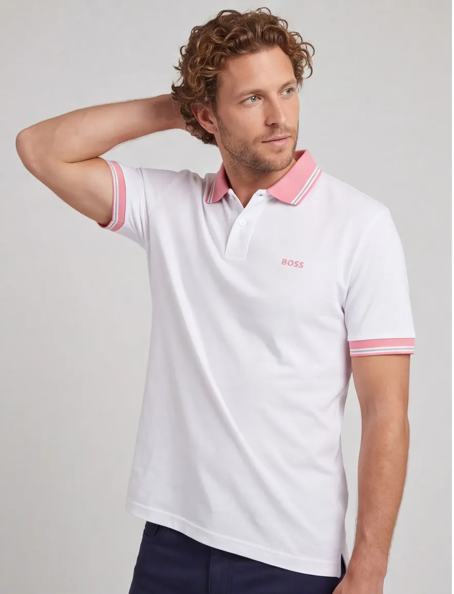 BOSS Orange Pe Blocks poloshirt wit 2-knoops