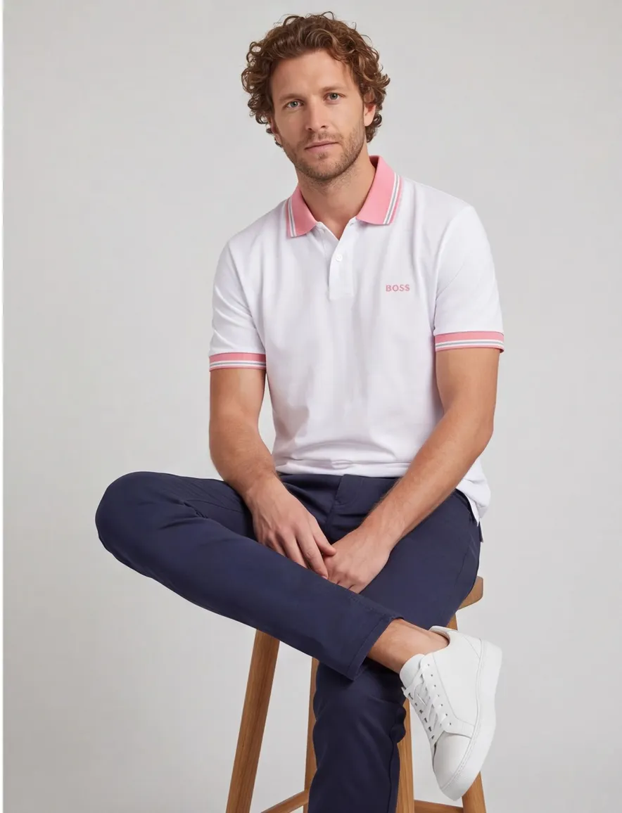 BOSS Orange Pe Blocks poloshirt wit