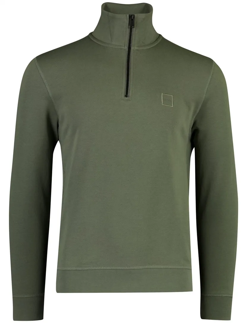 Trui half zip BOSS orange zetrust groen