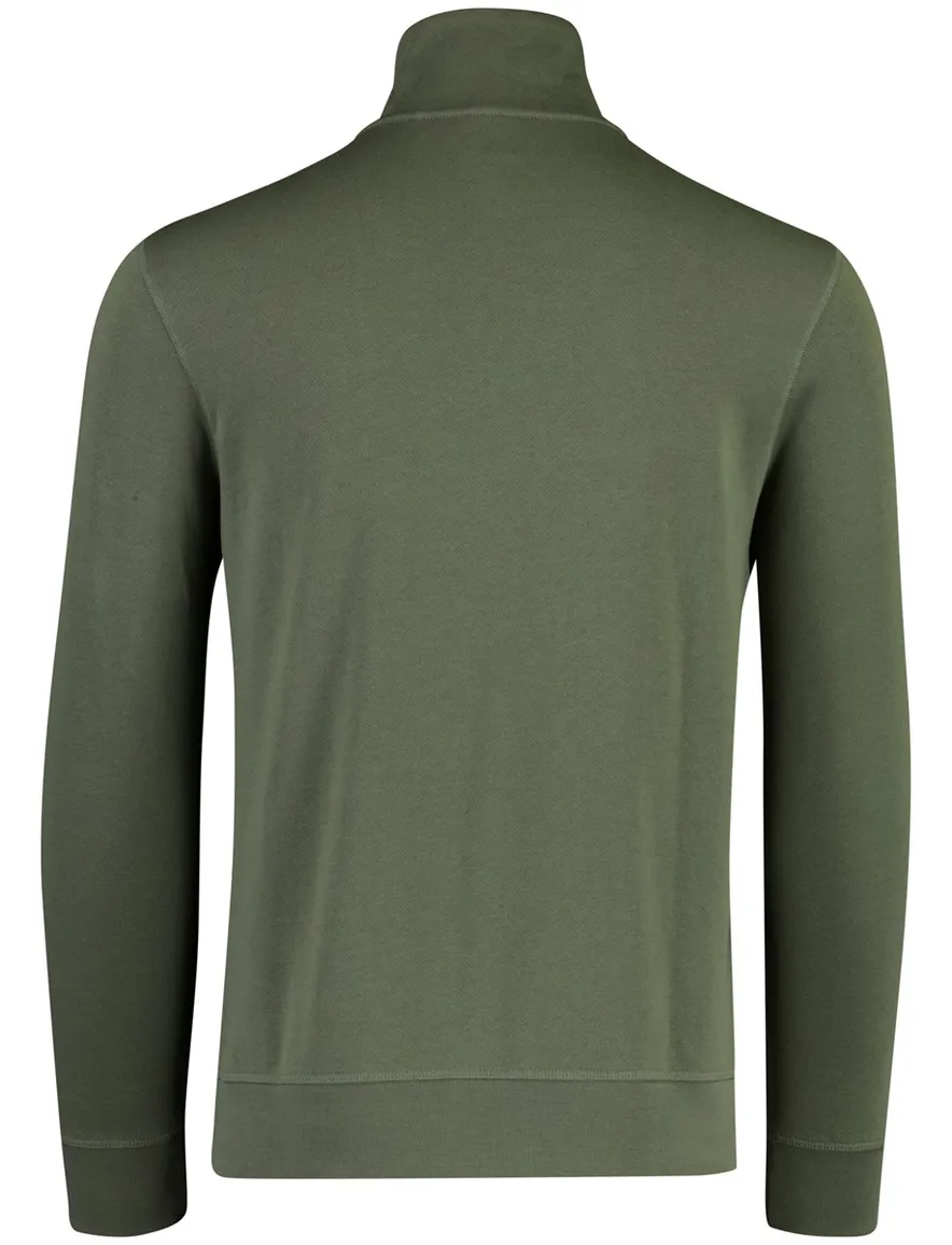 BOSS orange trui half zip zetrust groen normale fit