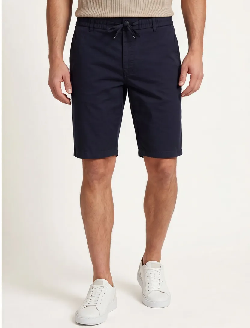 Donkerblauw korte broek BOSS Orange Tapered Fit elastische band