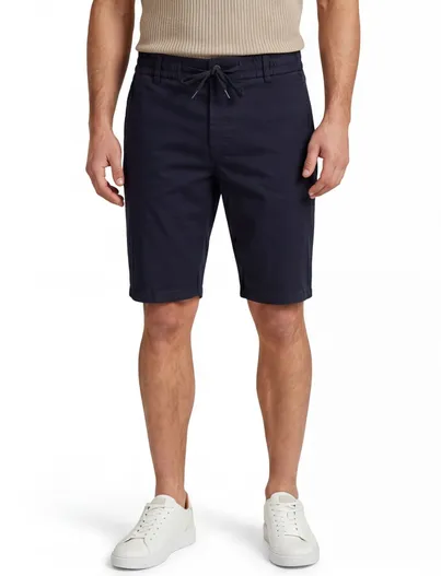 Hugo Boss Bermuda donkerblauw BOSS Orange Tapered Fit katoen effen