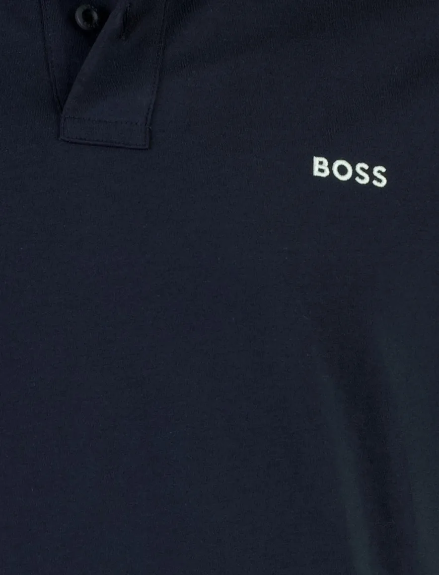 Polo BOSS Orange donkerblauw Pe_Blocks groene kraag