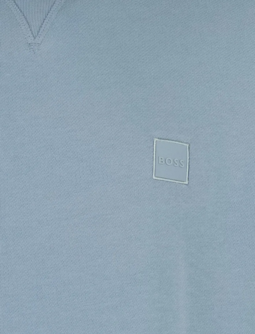 Trui lichtblauw BOSS Orange Westart vierkant logo