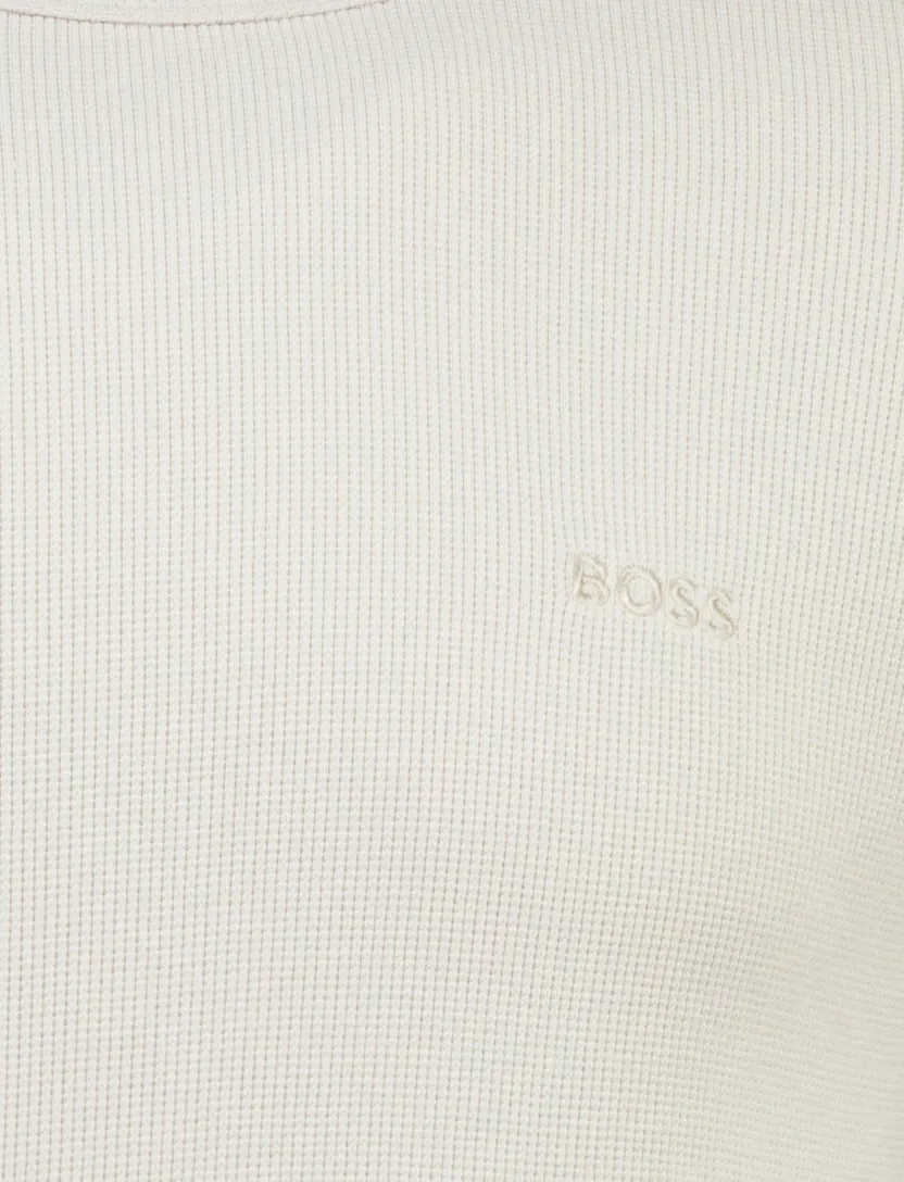 beige structuur trui BOSS Orange Tempesto ronde hals effen