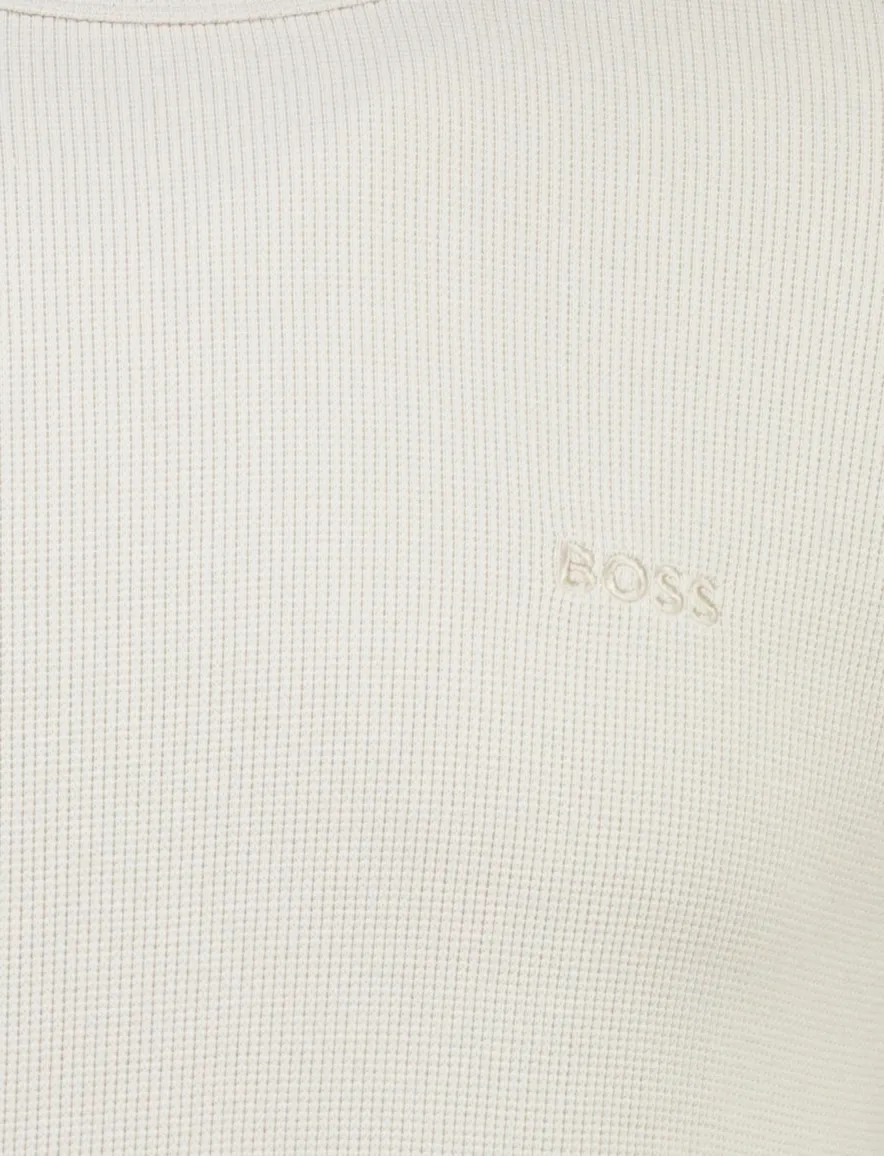 trui ronde hals BOSS Orange Tempesto beige structuur