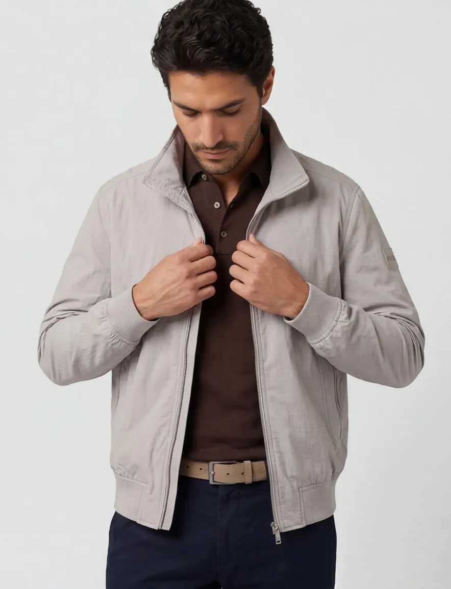 BOSS Orange Opens zomerjas windjack beige met boord