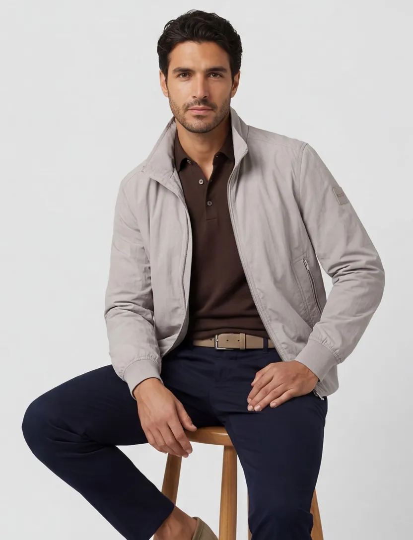 Zomerjas BOSS Orange Opens windjack beige dubbele rits