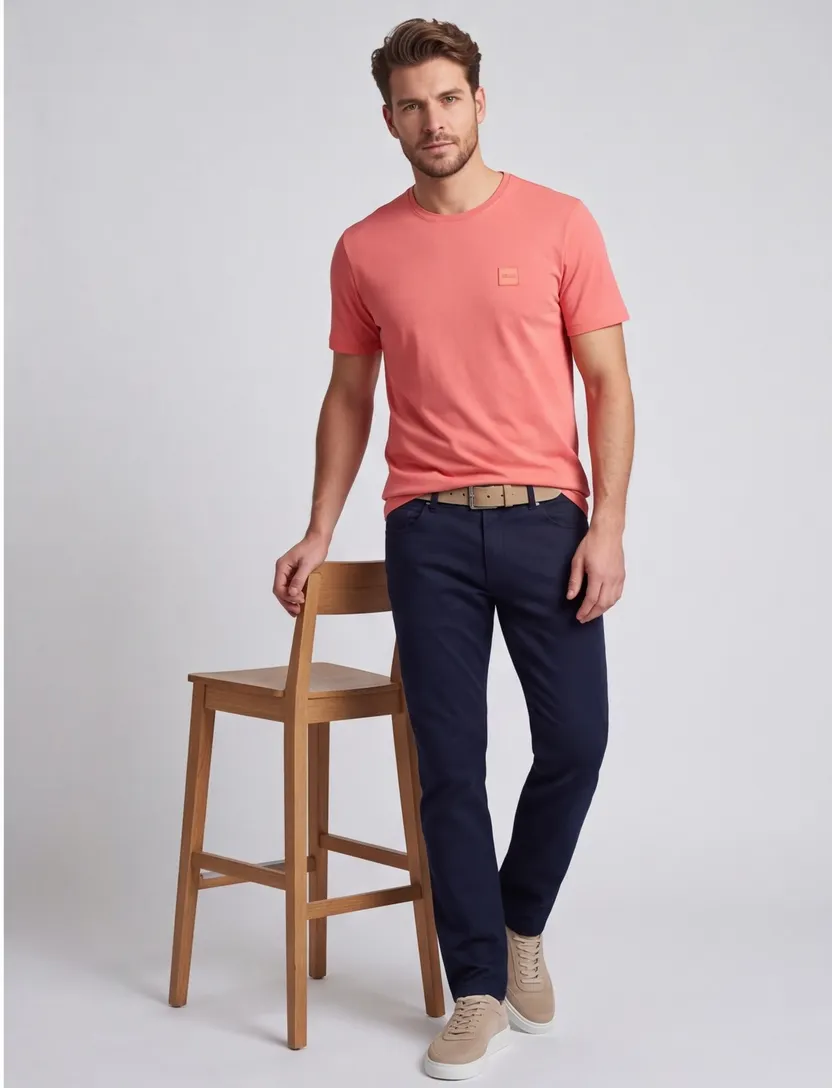Roze t-shirt BOSS Orange Tales logo op borst