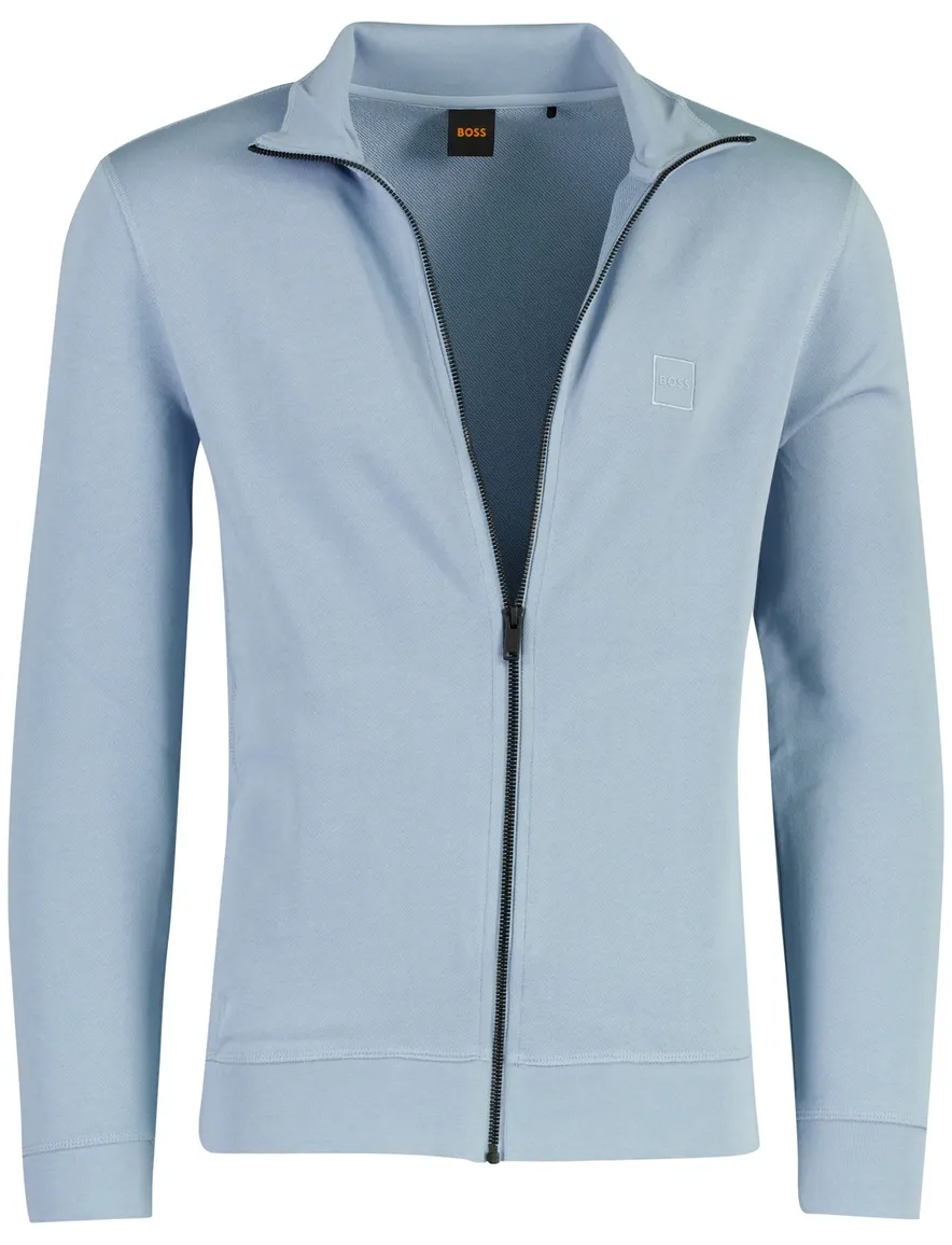 Sweatvest BOSS lichtblauw katoen normale fit