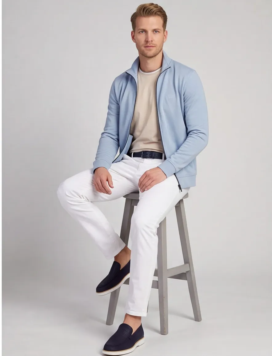 Boss Orange Zestart vest lichtblauw