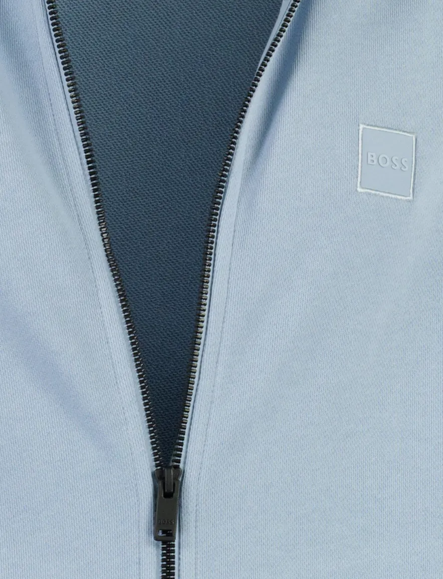 Sweatvest BOSS lichtblauw katoen normale fit