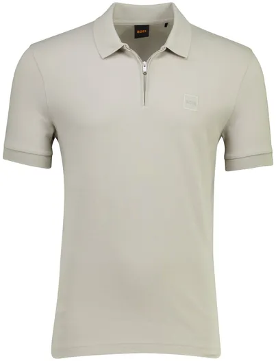Hugo Boss Polo BOSS Orange grijs normale fit rits