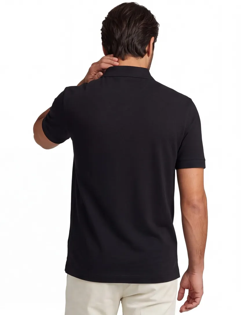 Zwart poloshirt Boss Black H-pack korte mouw pique 3-knoops