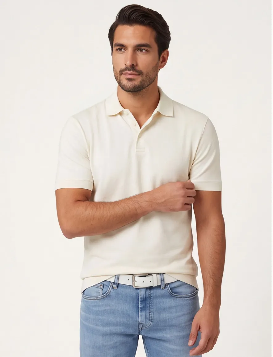 BOSS Black poloshirt creme normale fit
