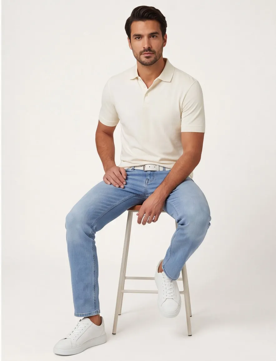 BOSS Black poloshirt creme normale fit