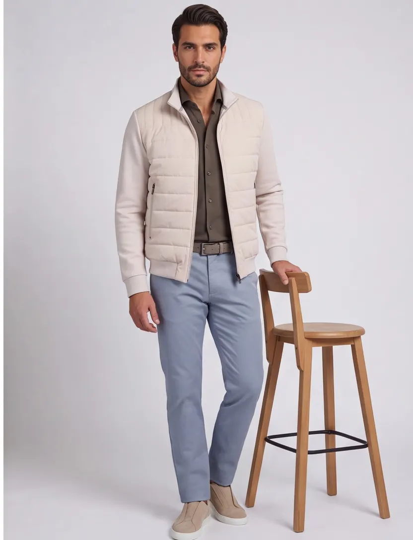 Beige vest Gentiluomo rits opstaande kraag