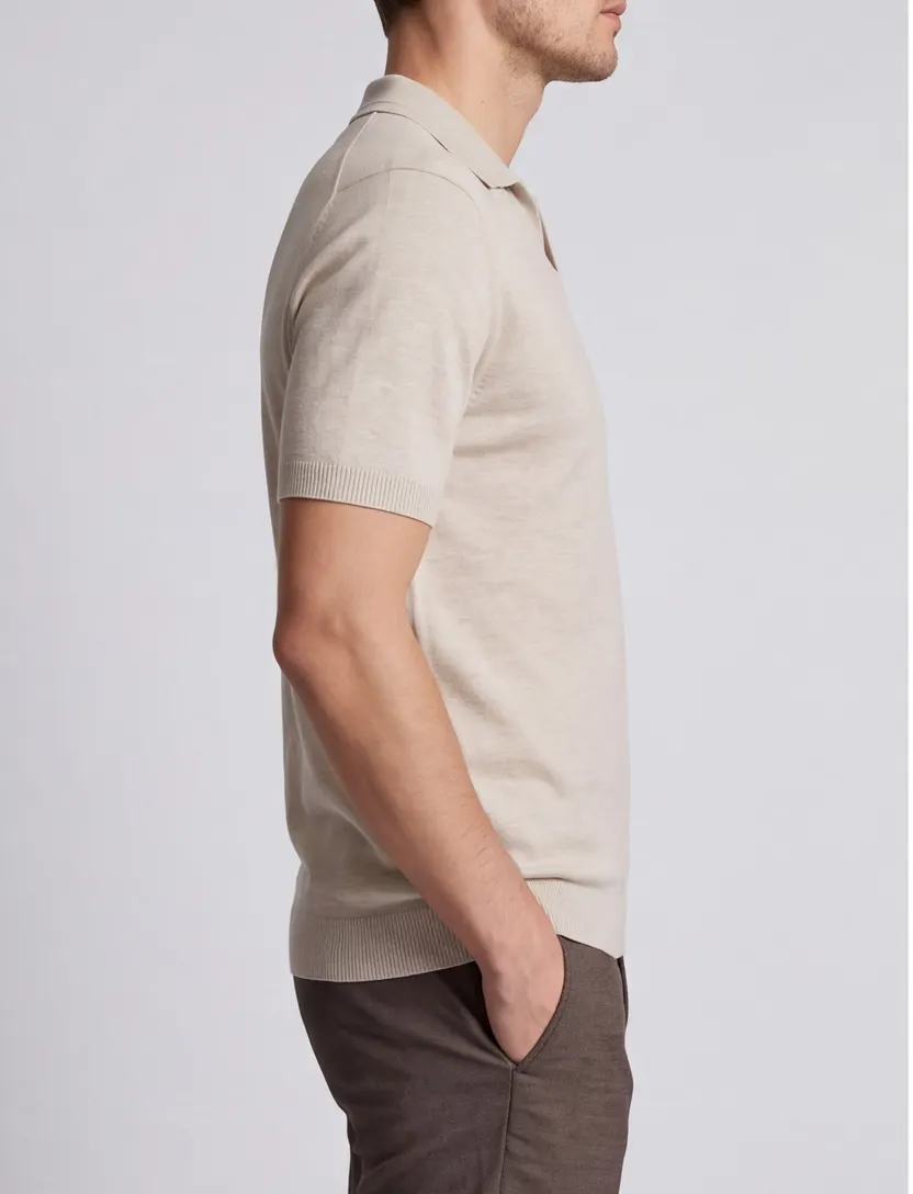 Beige poloshirt Gentiluomo v hals gemeleerd
