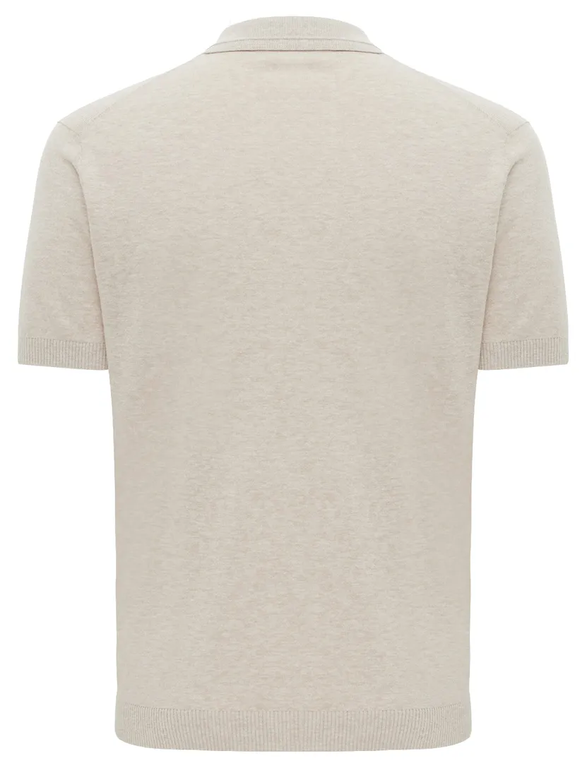 Beige poloshirt Gentiluomo v hals gemeleerd
