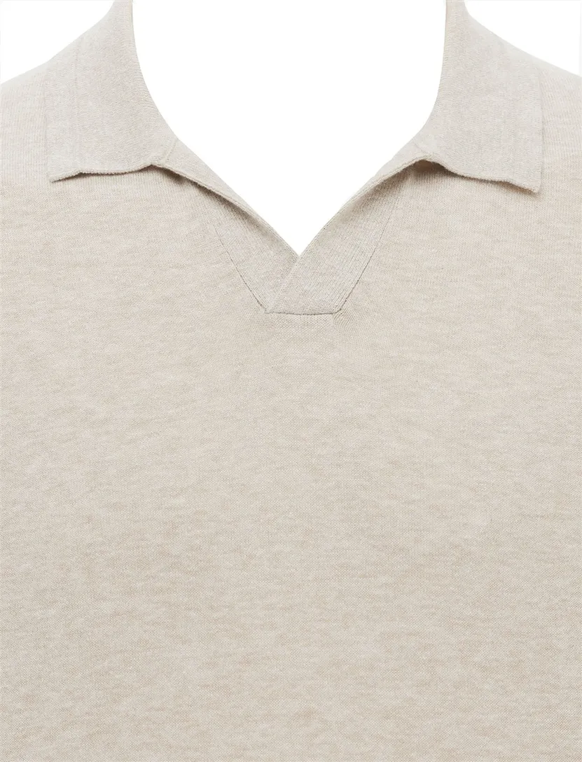 Beige poloshirt Gentiluomo v hals gemeleerd
