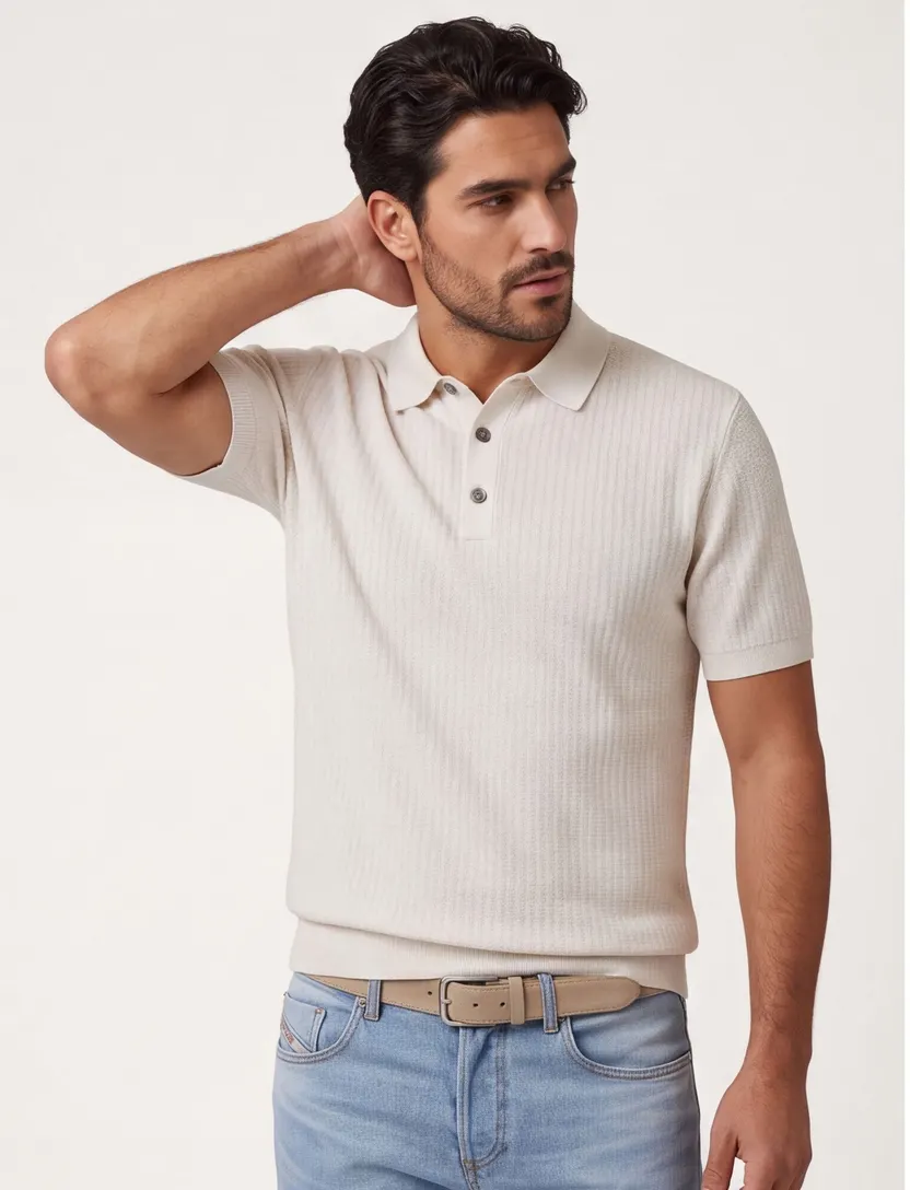 Poloshirt Gentiluomo beige 3 hals normale fit