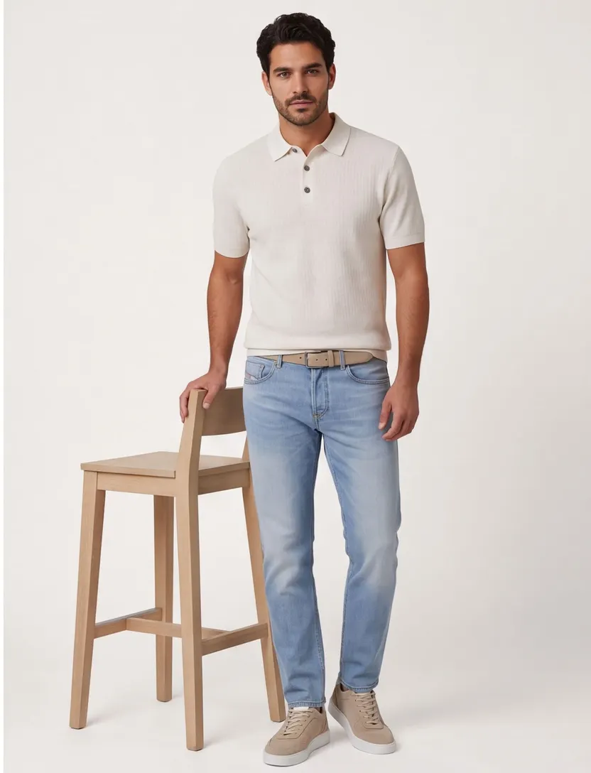 Poloshirt Gentiluomo beige 3 hals normale fit