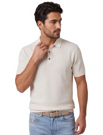 Gentiluomo Poloshirt Gentiluomo beige 3 hals normale fit