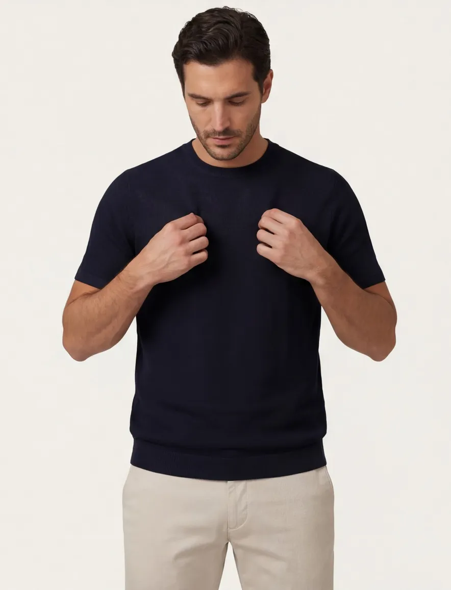 Gentiluomo Tee T-shirts donkerblauw gebreid