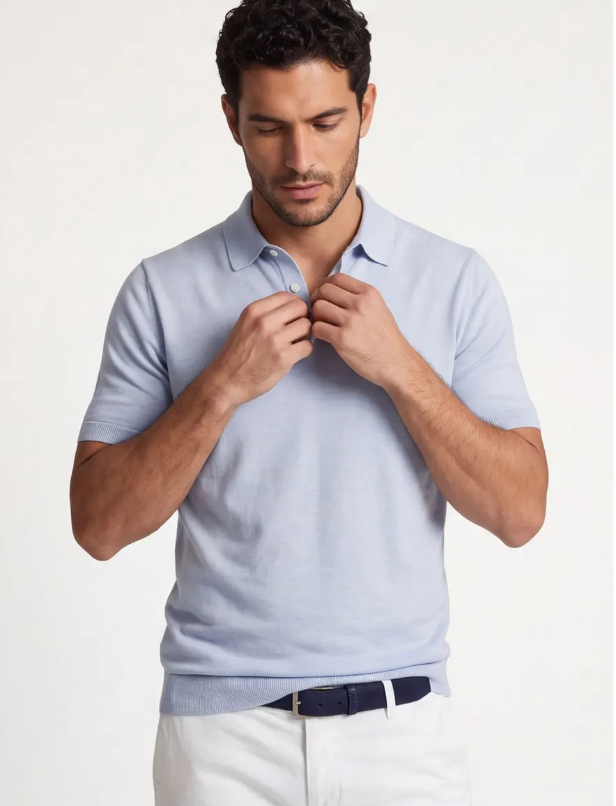 Gentiluomo poloshirt lichtblauw gemeleerd normale fit