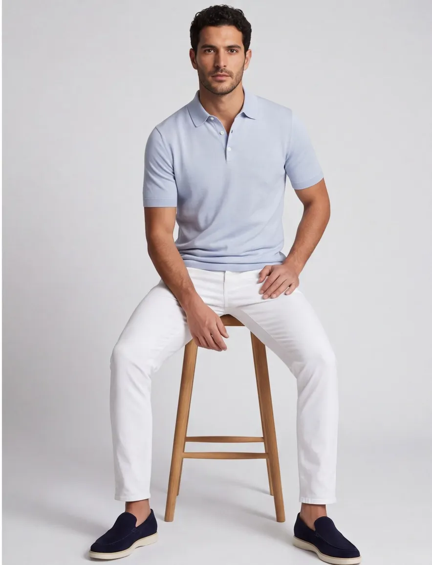 Gentiluomo poloshirt lichtblauw gemeleerd normale fit