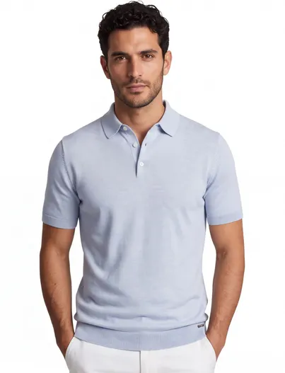 Gentiluomo Gentiluomo poloshirt lichtblauw gemeleerd normale fit
