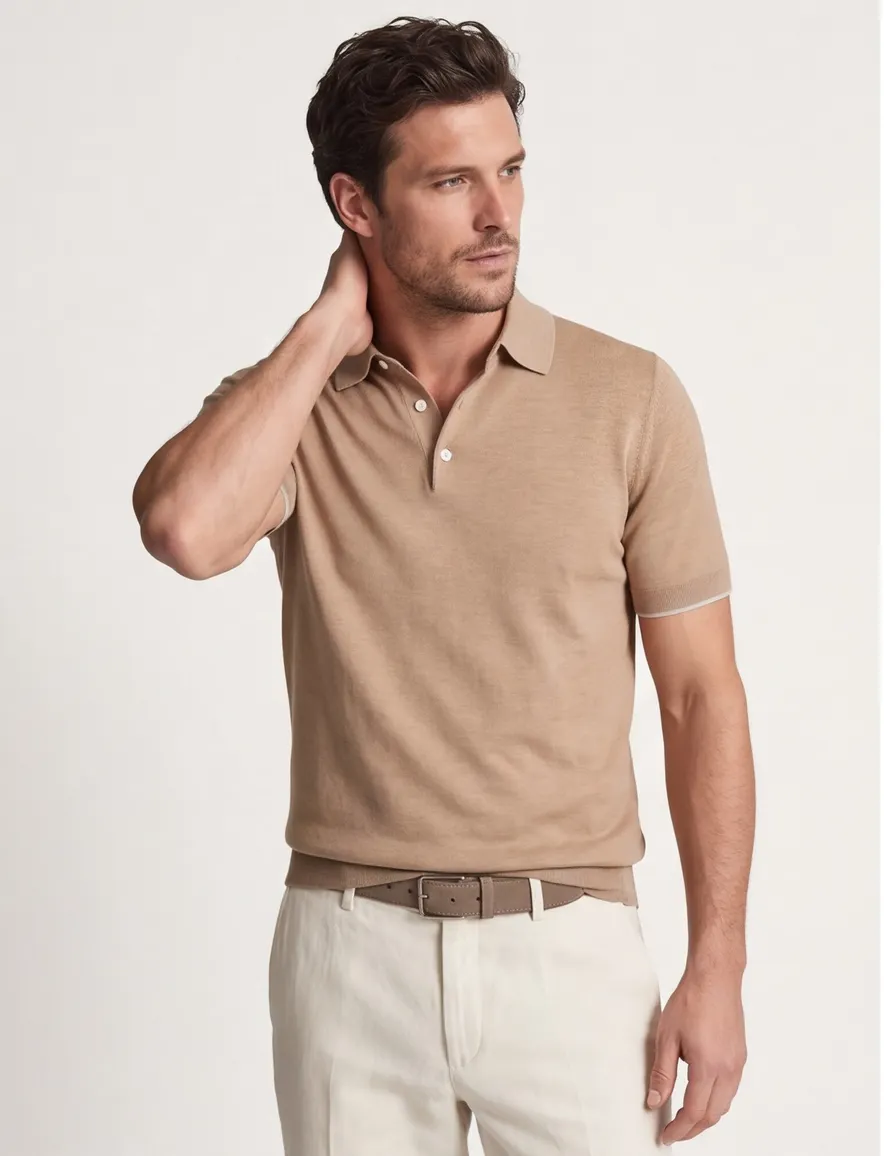 Poloshirt Gentiluomo lichtbruin katoen