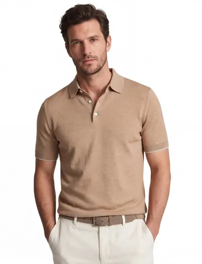 Gentiluomo Poloshirt Gentiluomo lichtbruin katoen