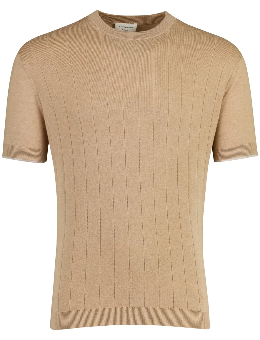 T-shirt Gentiluomo ronde hals beige katoen