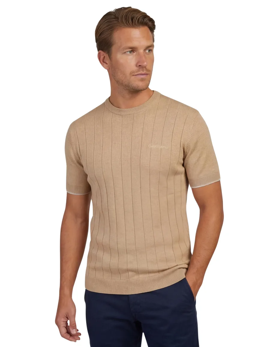 Gentiluomo T-shirt gestreept gebreid beige