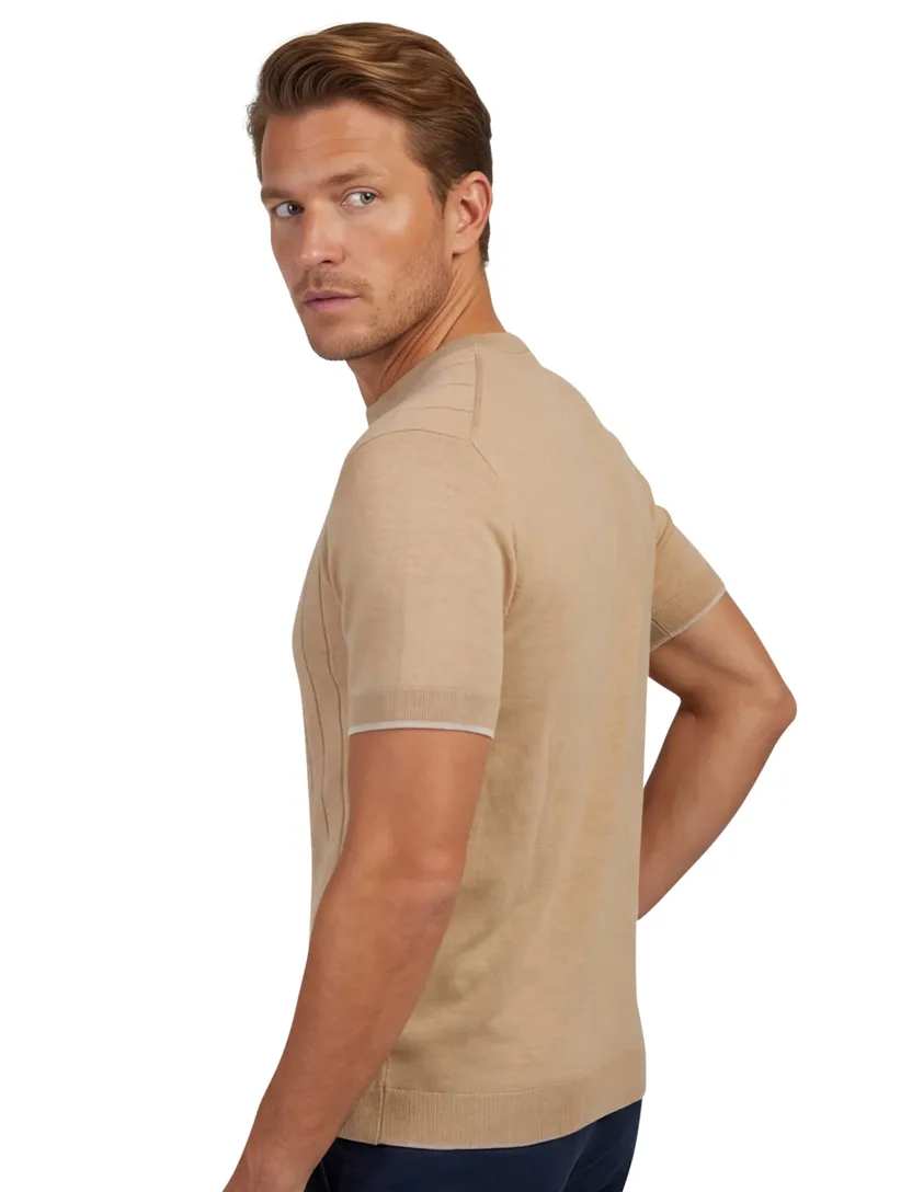 Beige katoenen t-shirt Gentiluomo ronde hals