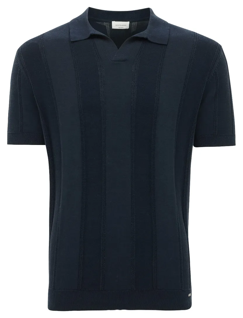 Poloshirt Gentiluomo donkerblauw met v hals