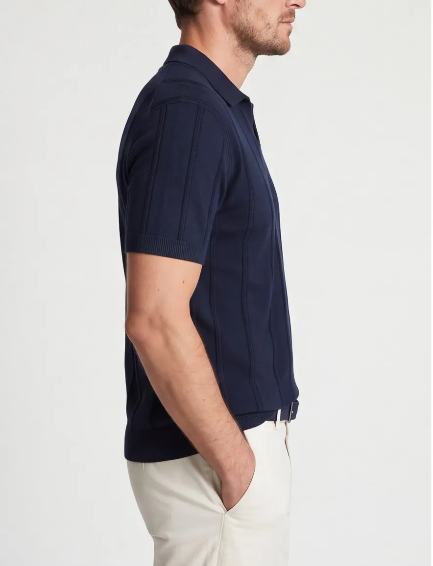Gentiuluomo poloshirt v hals donkerblauw