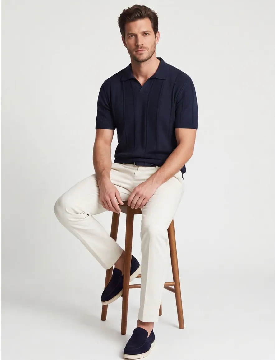 Gentiuluomo poloshirt v hals donkerblauw
