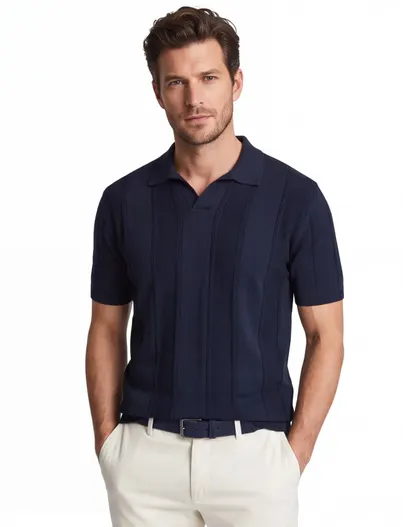 Gentiluomo Poloshirt Gentiluomo donkerblauw met v hals